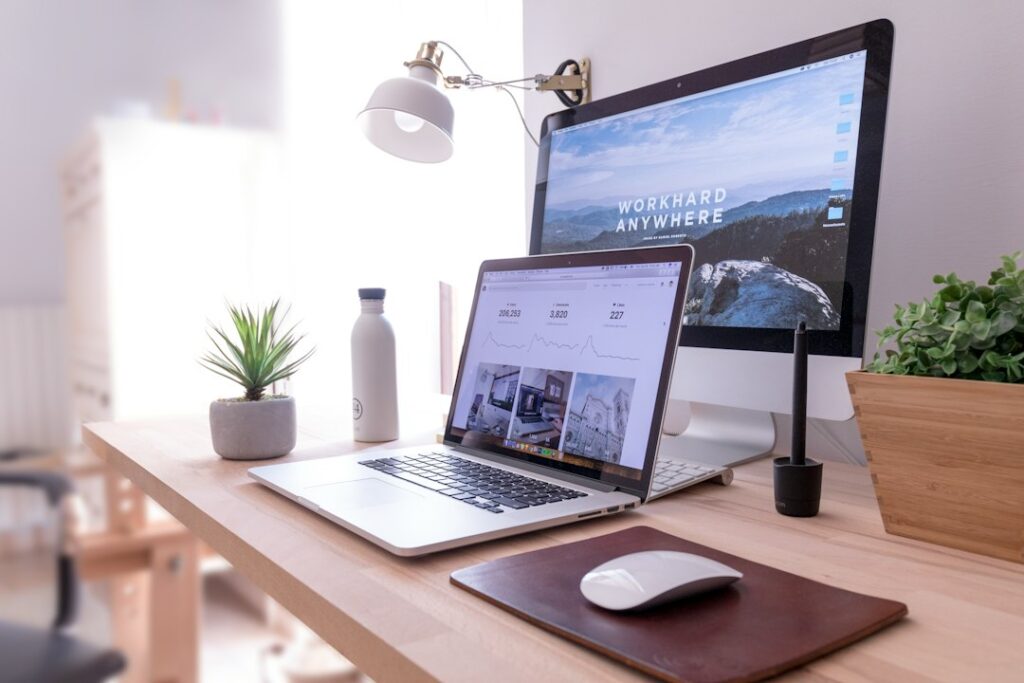 Laptop workspace for marketing automation