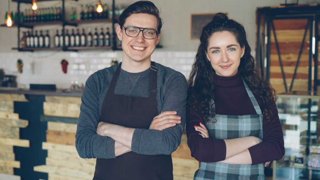 Local business owners in their shop